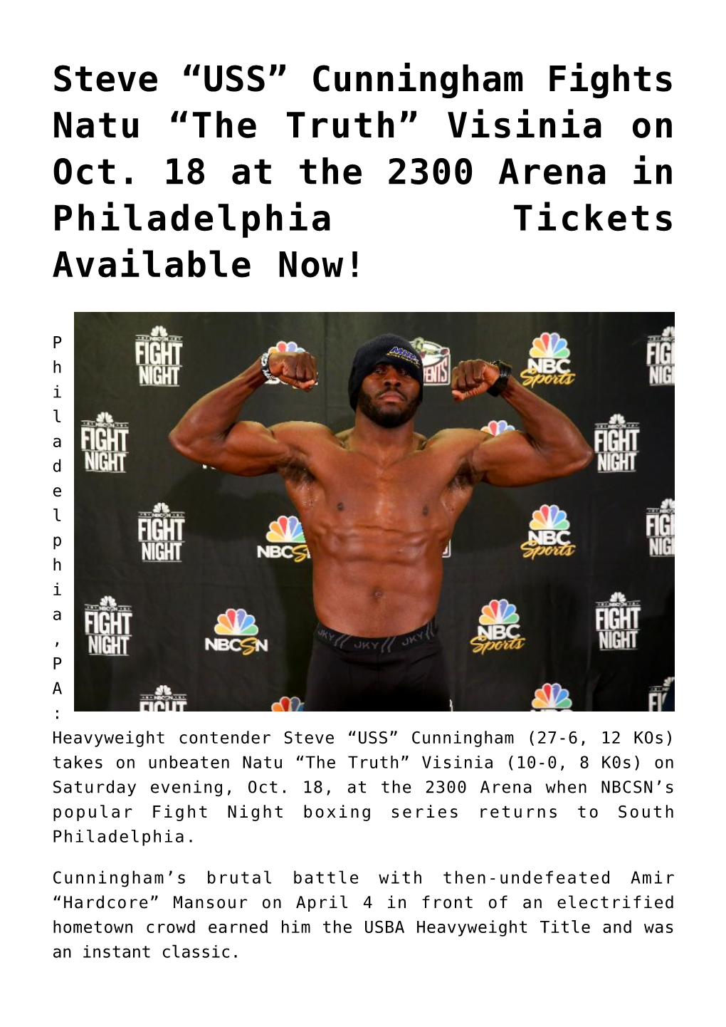 Visinia on Oct. 18 at the 2300 Arena in Philadelphia Tickets Available Now!