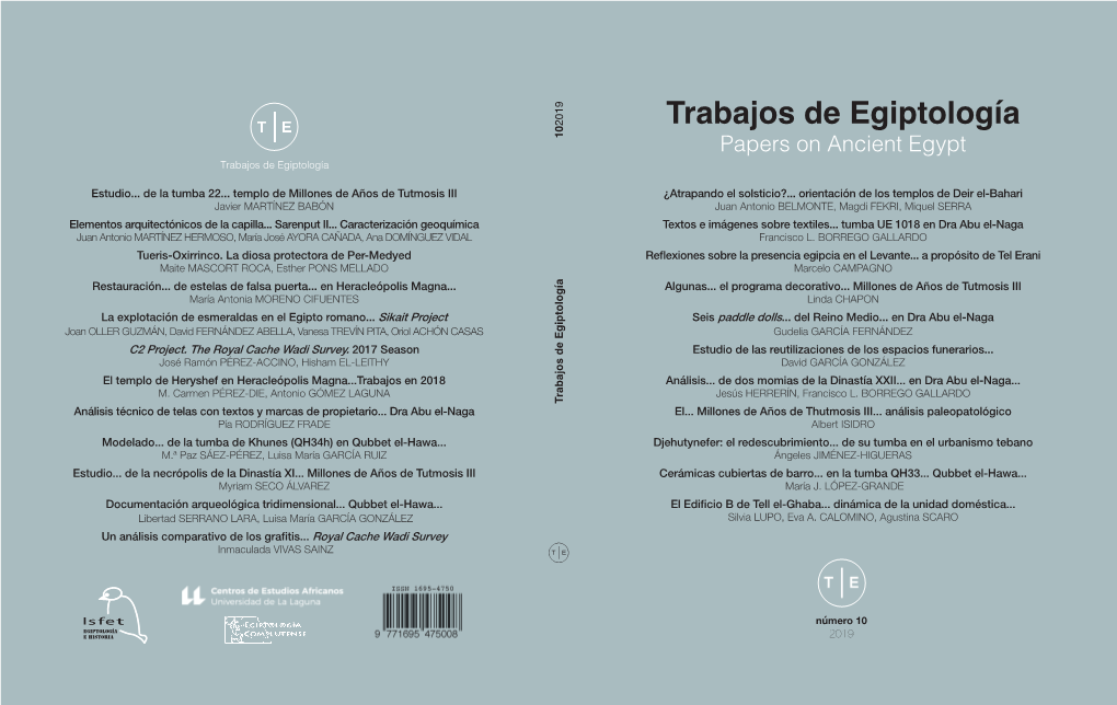 Estudio De Las Reutilizaciones De Los Espacios Funerarios Del Egipto Antiguo Desde Una Perspectiva Del Análisis Del Registro Arqueológico David GARCÍA GONZÁLEZ