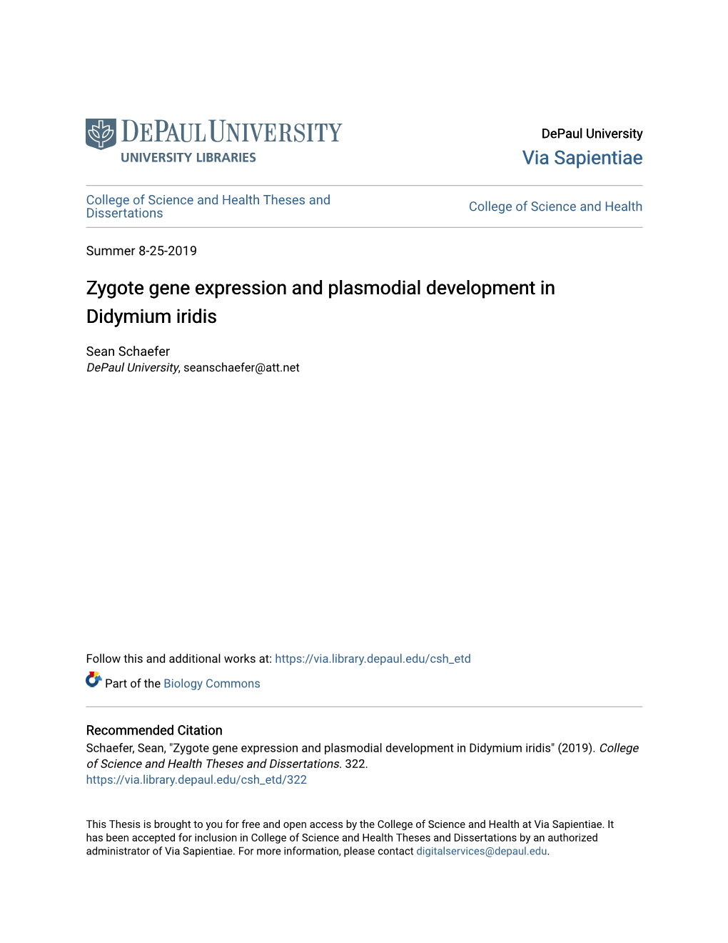Zygote Gene Expression and Plasmodial Development in Didymium Iridis
