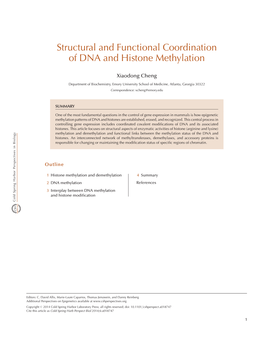 Structural and Functional Coordination of DNA and Histone Methylation