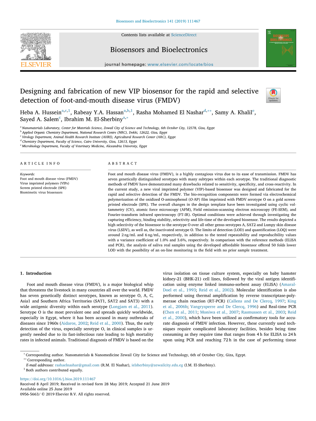 Biosensors and Bioelectronics 141 (2019) 111467