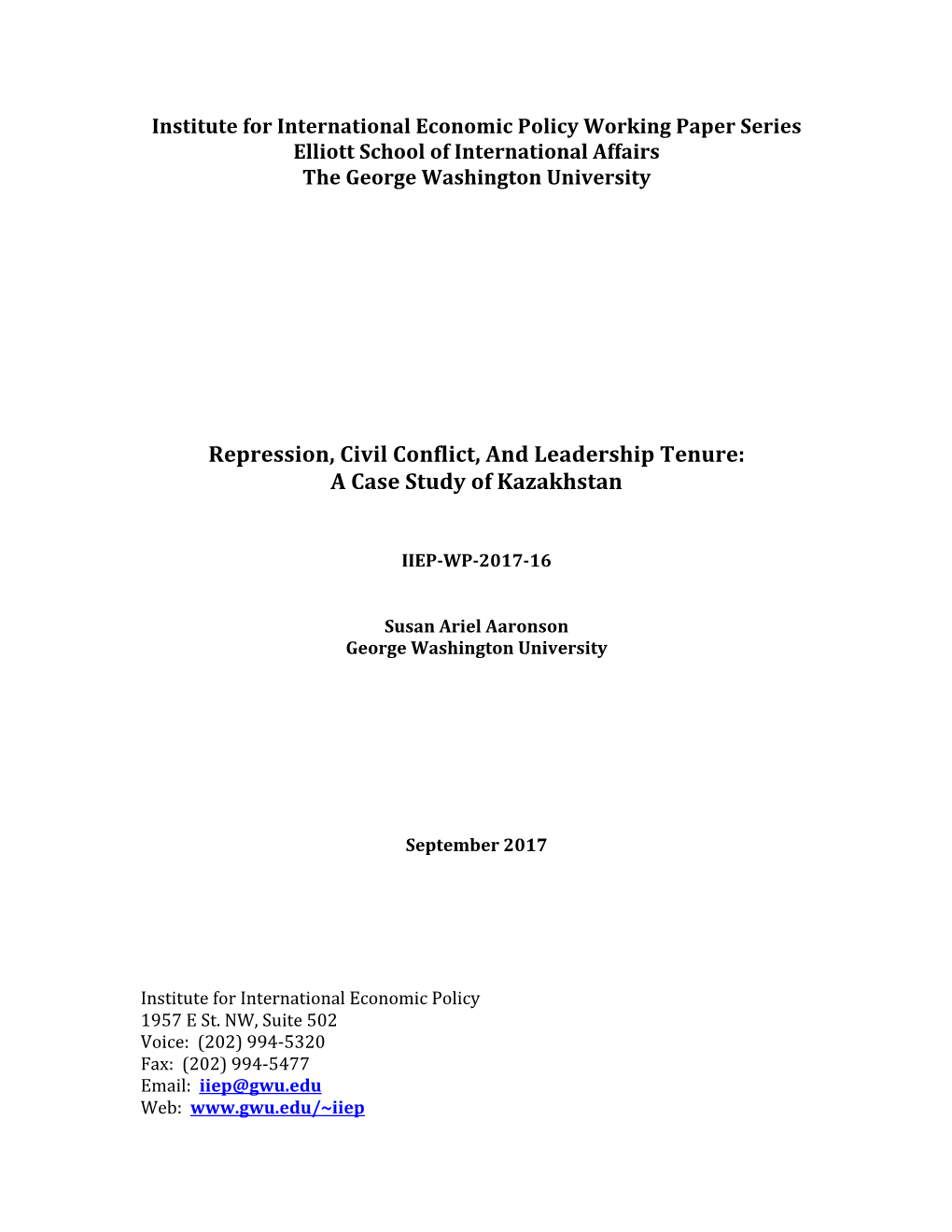 Repression, Civil Conflict, and Leadership Tenure: a Case Study of Kazakhstan