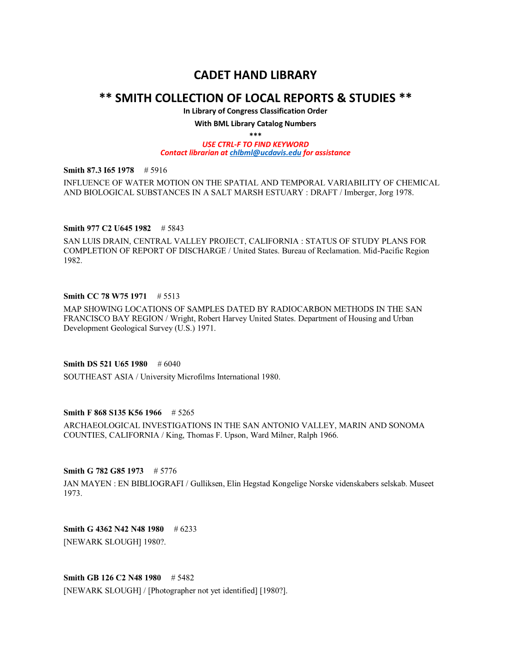 Smith Collection of Local Reports & Studies (PDF)