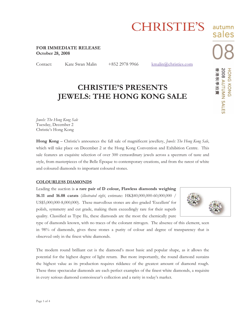 Christie's Presents Jewels: the Hong Kong Sale