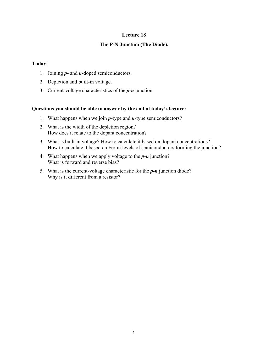 The P-N Junction (The Diode)