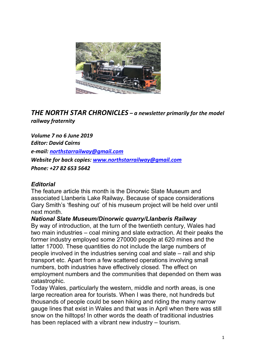 THE NORTH STAR CHRONICLES – a Newsletter Primarily for the Model Railway Fraternity