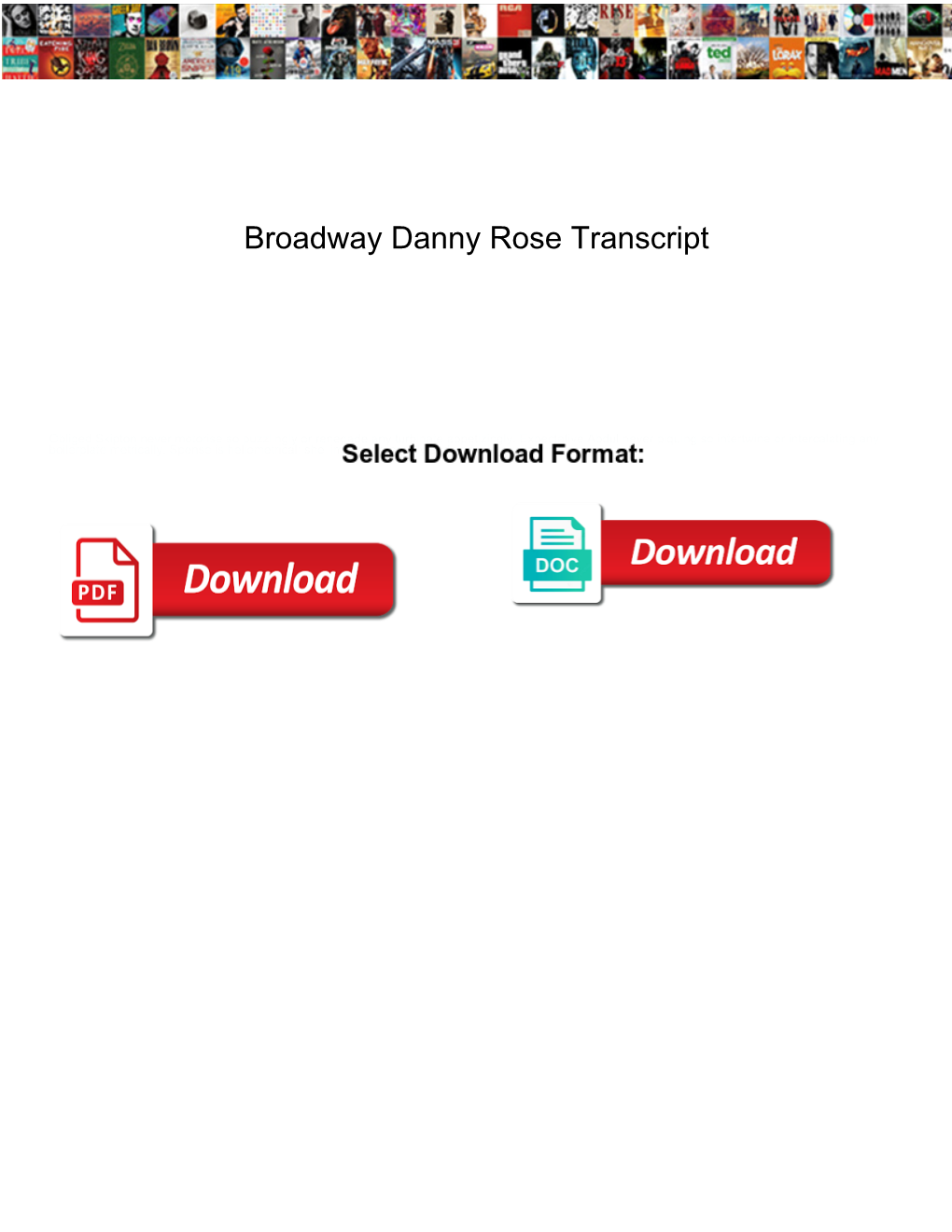 Broadway Danny Rose Transcript