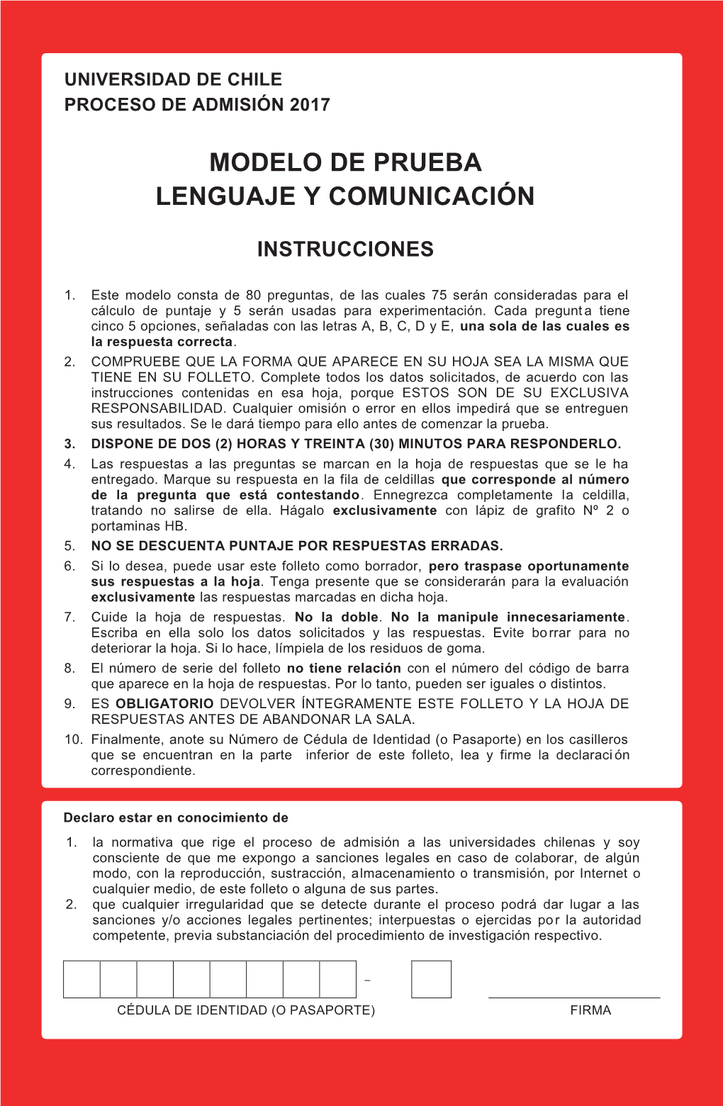 Modelo De Prueba Lenguaje Y Comunicación