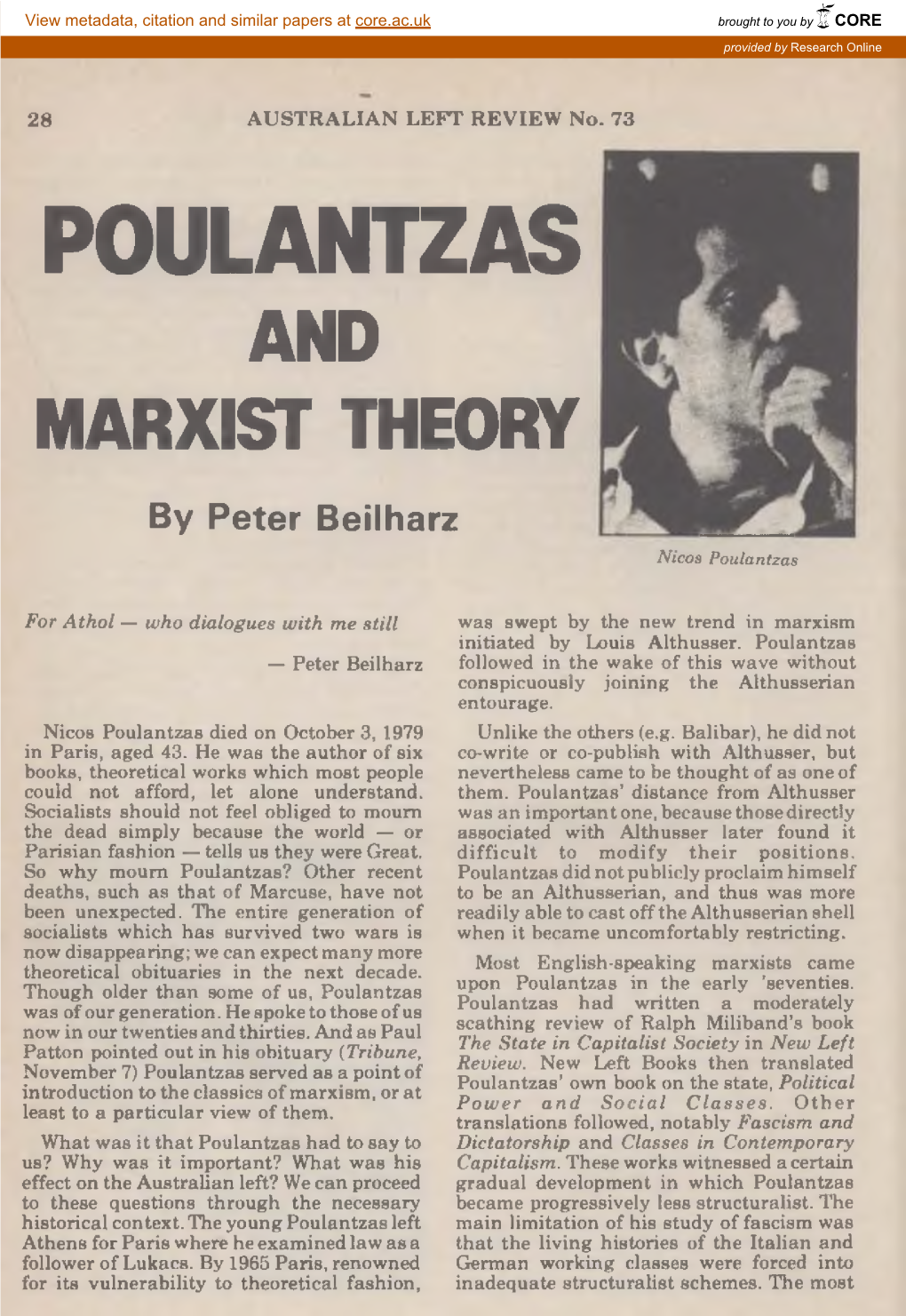 Poulantzas and Marxist Theory