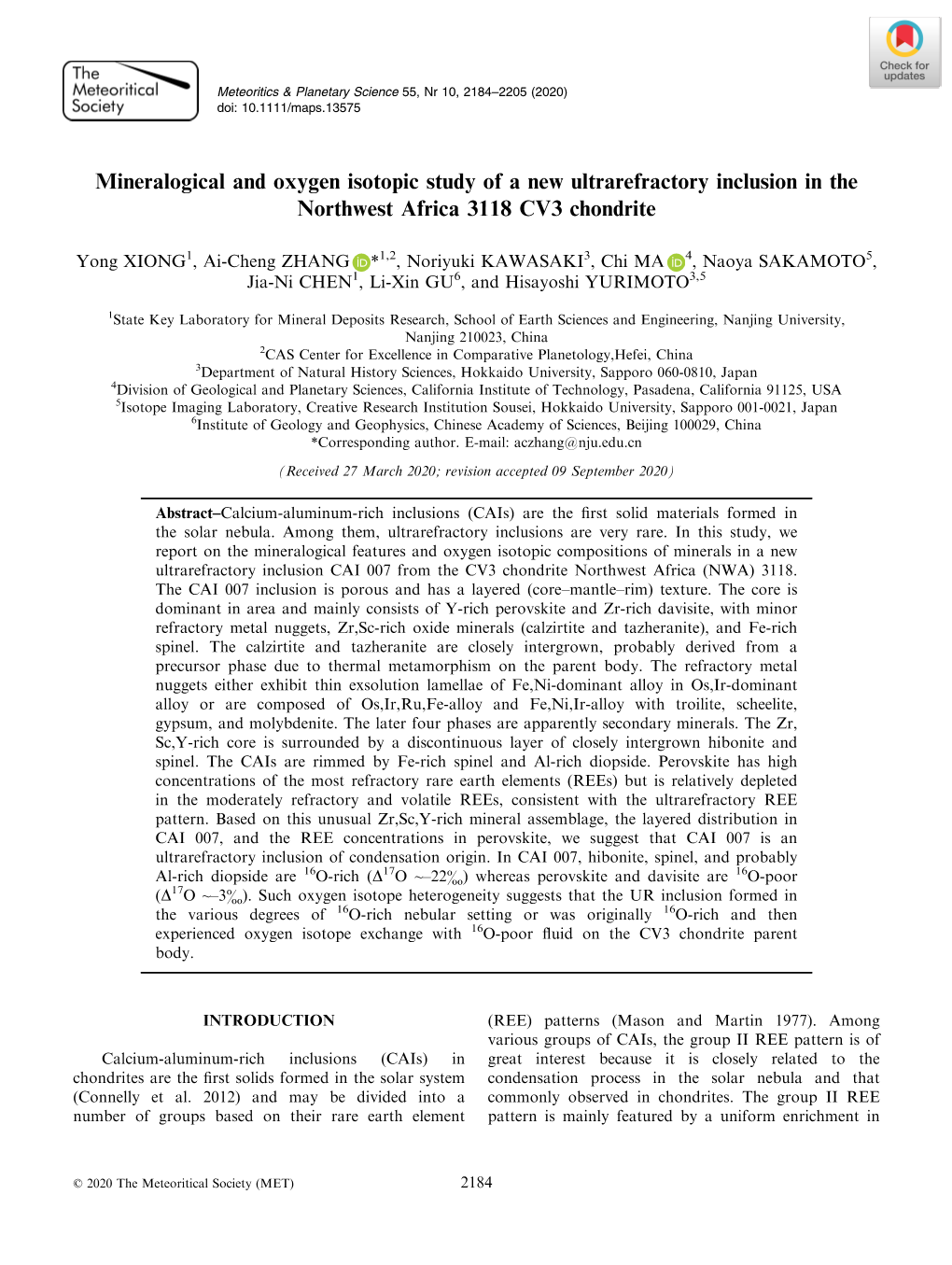 Mineralogical and Oxygen Isotopic Study of a New Ultrarefractory Inclusion in the Northwest Africa 3118 CV3 Chondrite