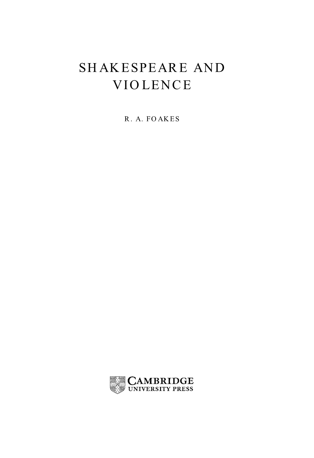 Shakespeare and Violence