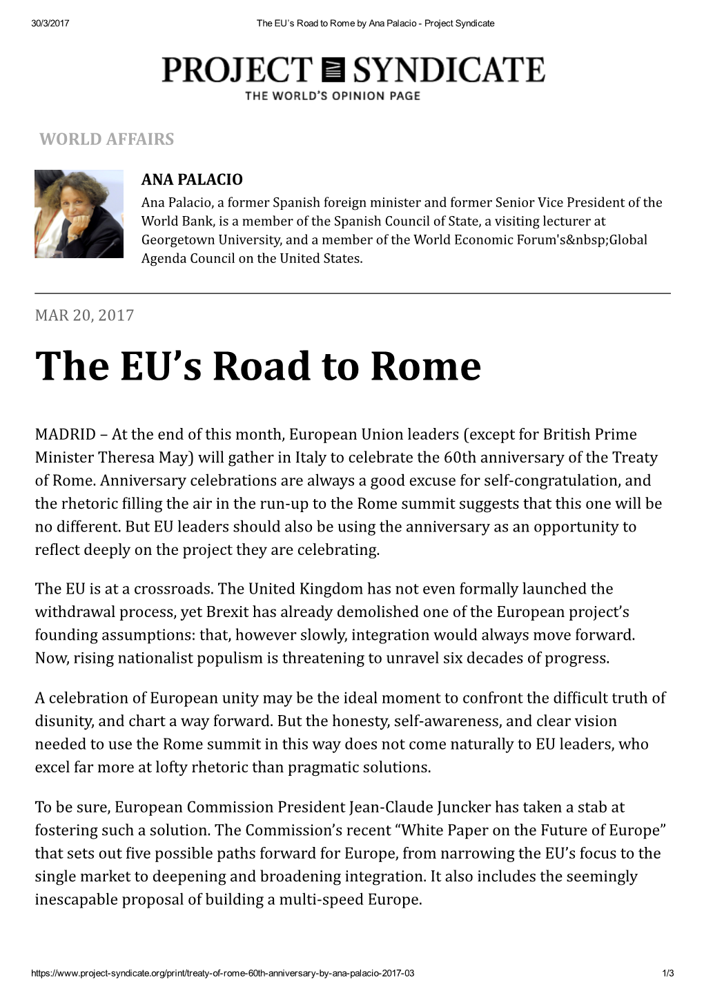 The EU's Road to Rome