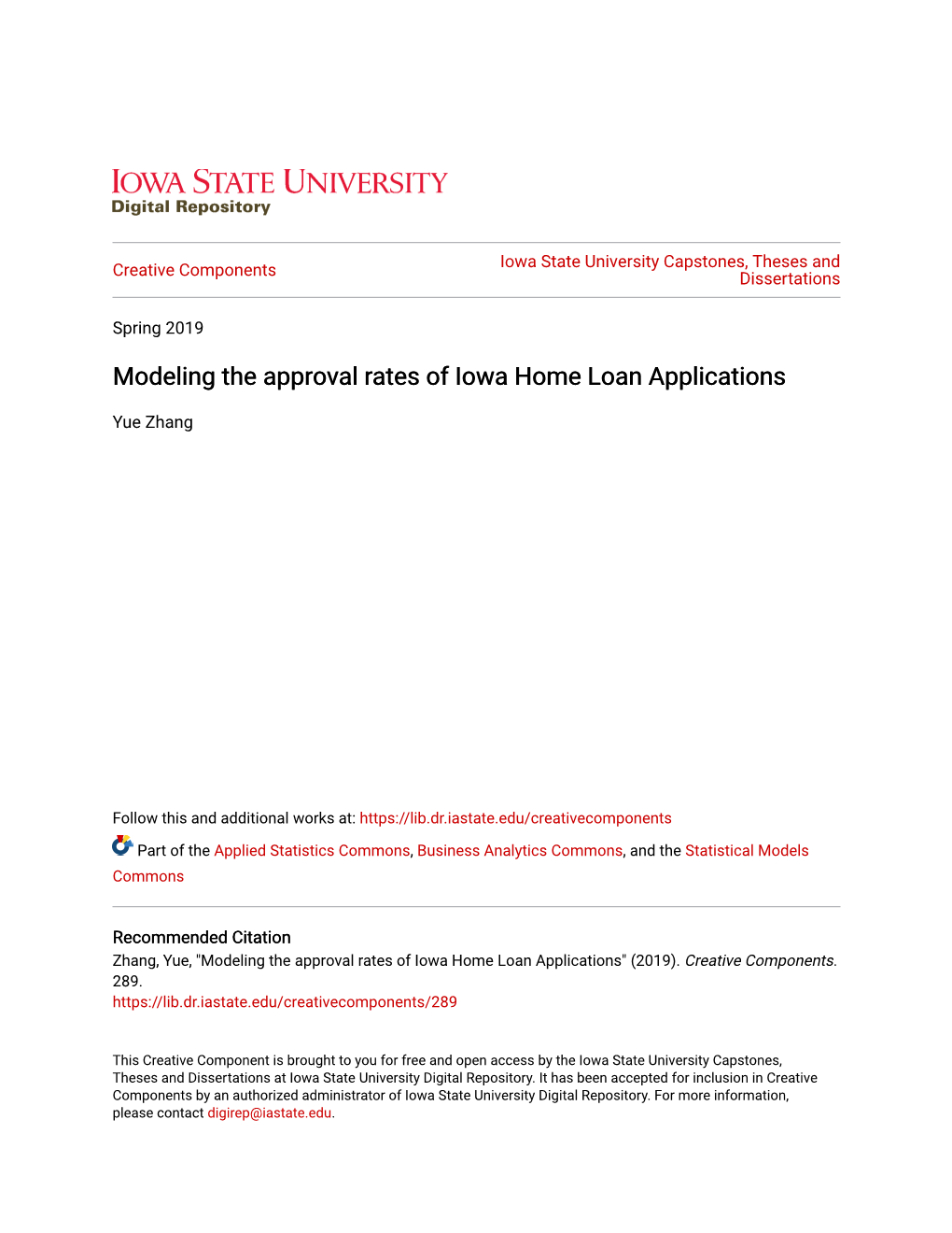 Modeling the Approval Rates of Iowa Home Loan Applications