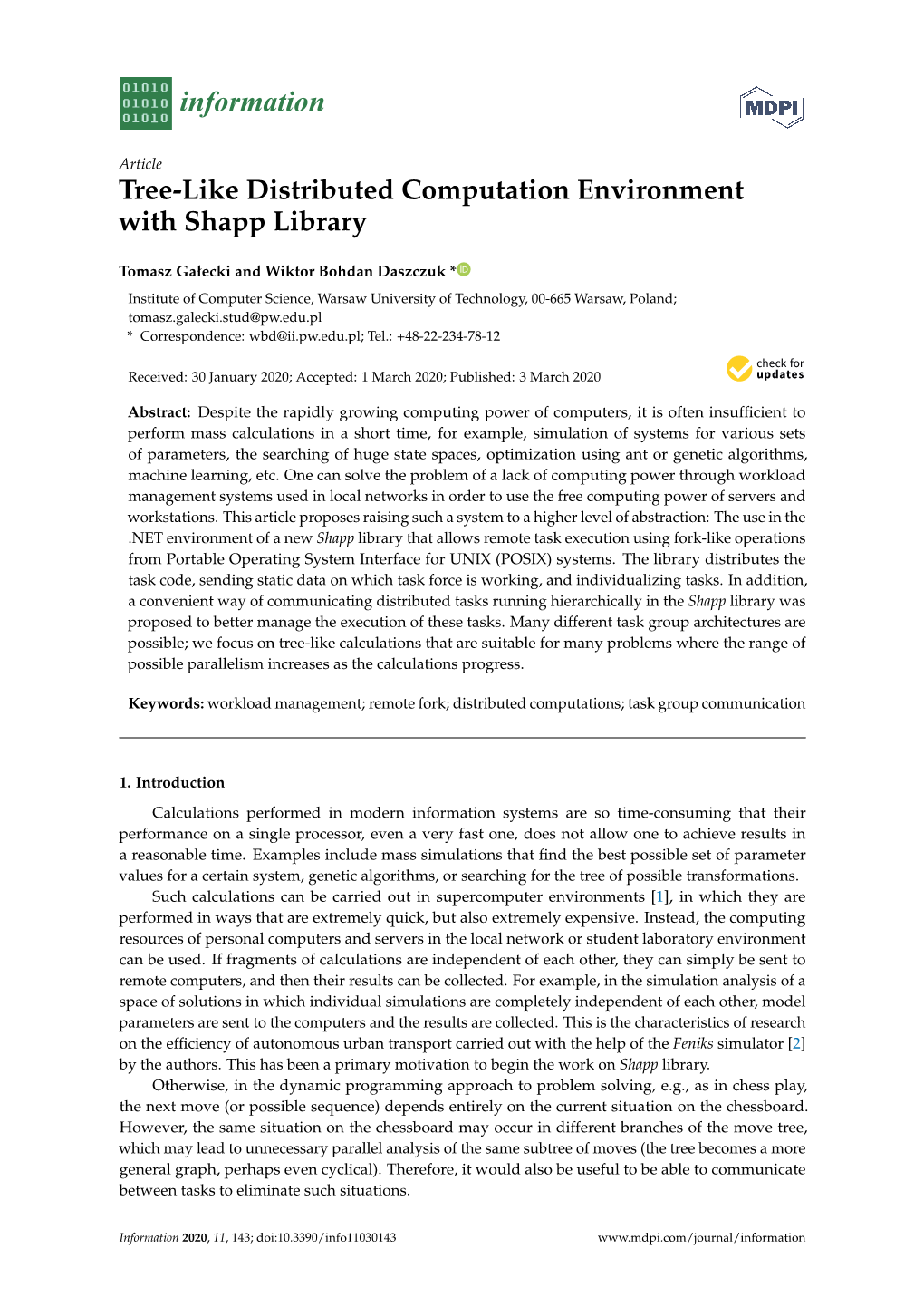 Tree-Like Distributed Computation Environment with Shapp Library