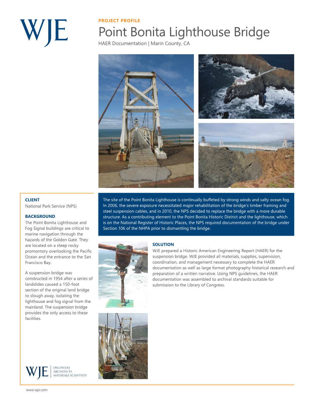 Point Bonita Lighthouse Bridge WJE HAER Documentation | Marin County, CA