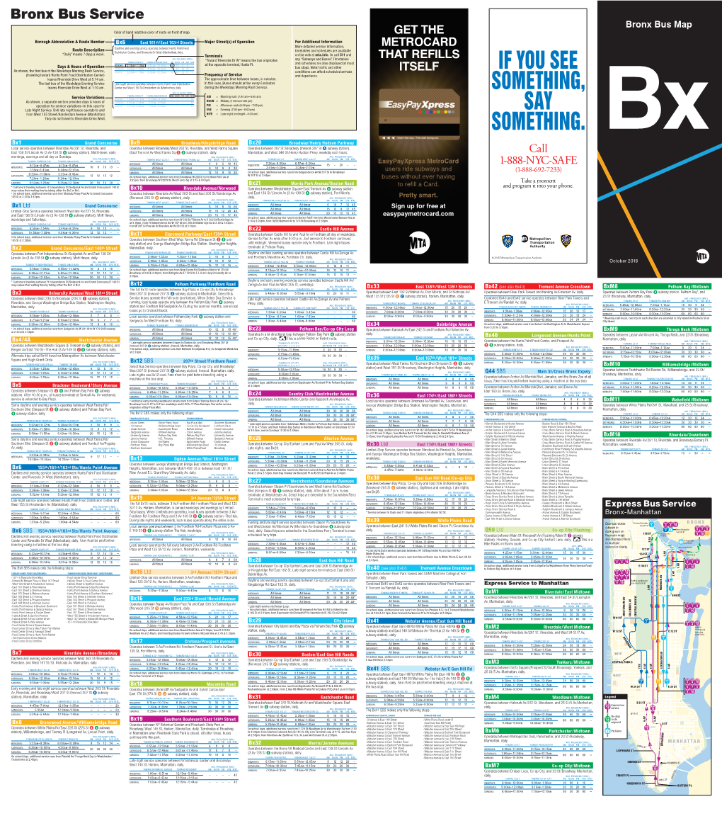 Bronx Bus Map October 2018