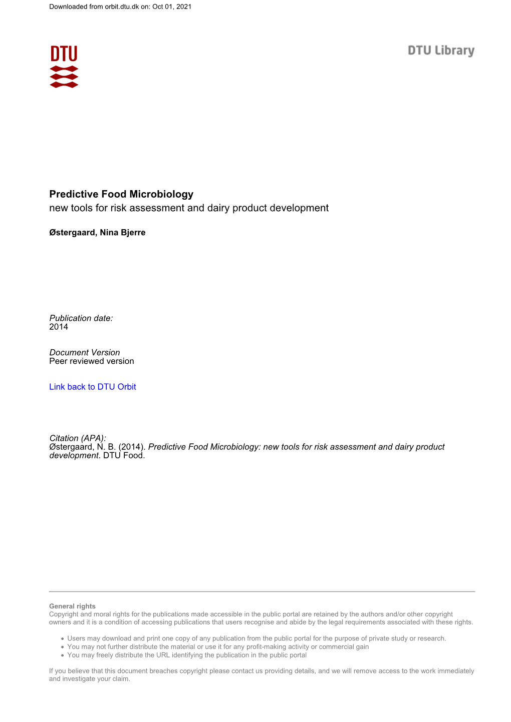 Predictive Food Microbiology New Tools for Risk Assessment and Dairy Product Development