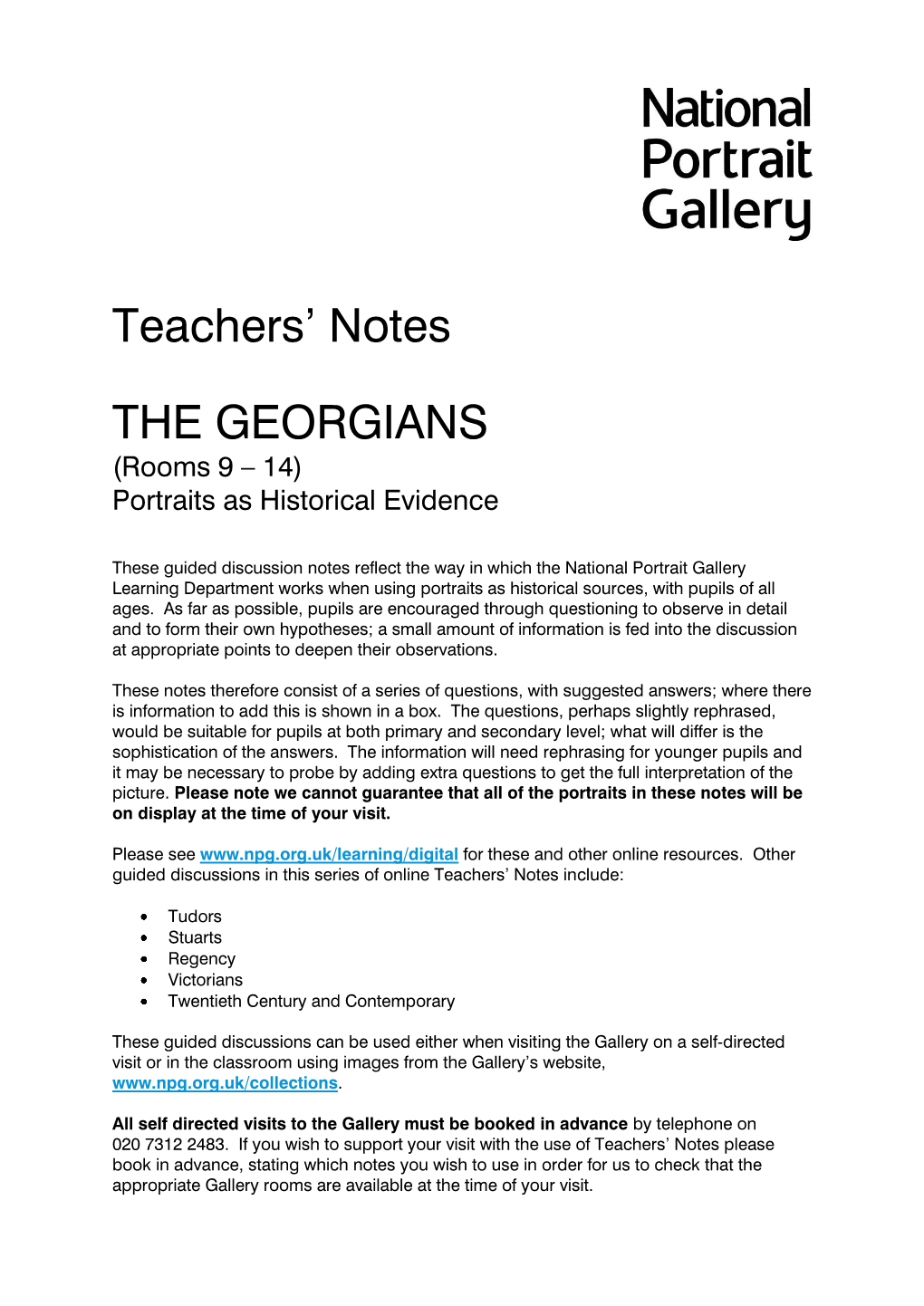 Teachers' Notes the GEORGIANS