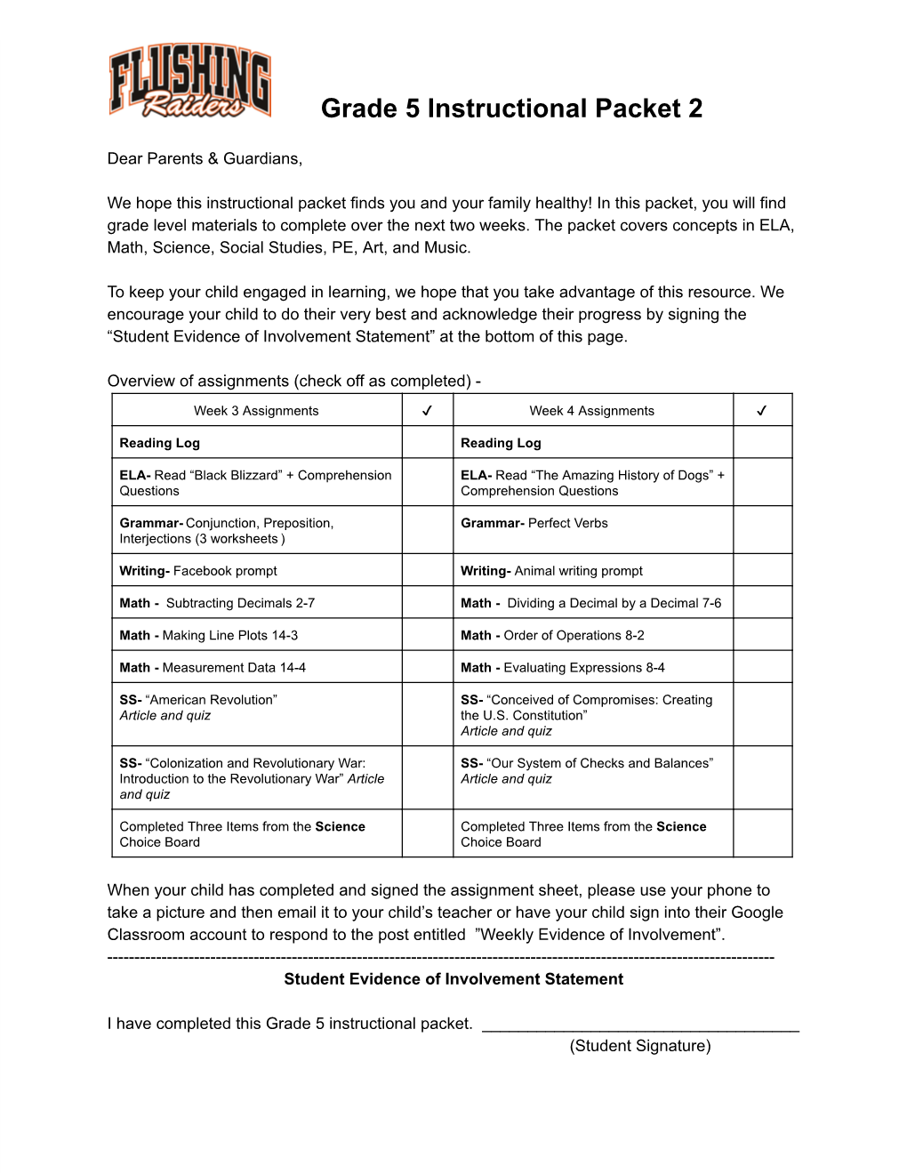 Grade 5 Instructional Packet 2