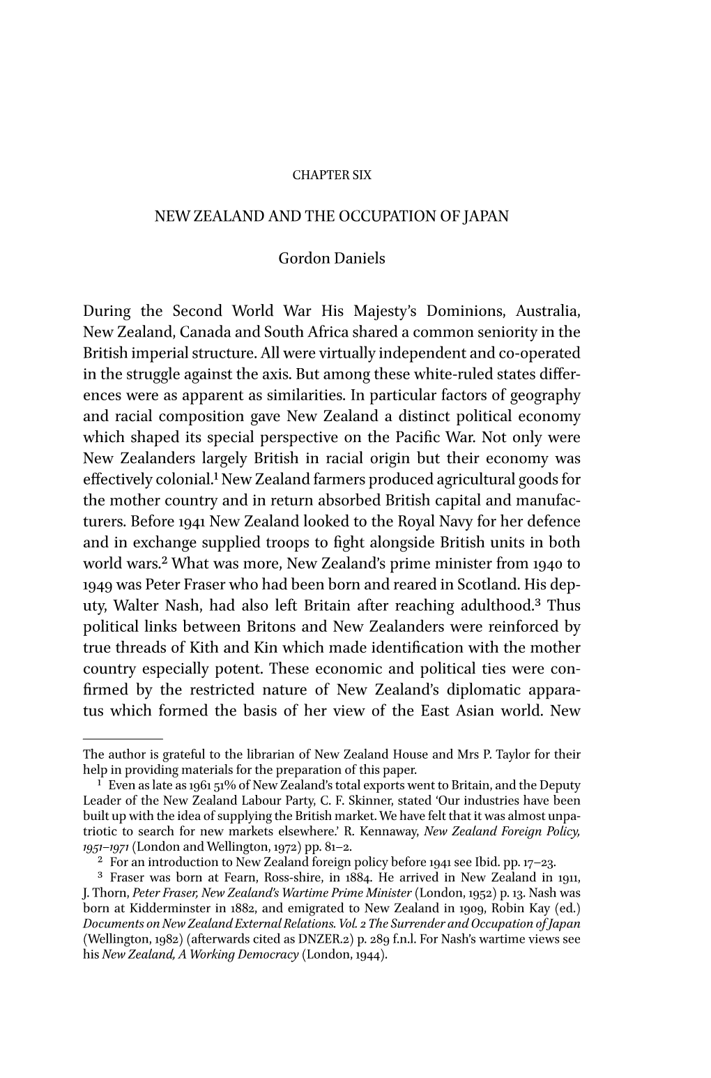 NEW ZEALAND and the OCCUPATION of JAPAN Gordon