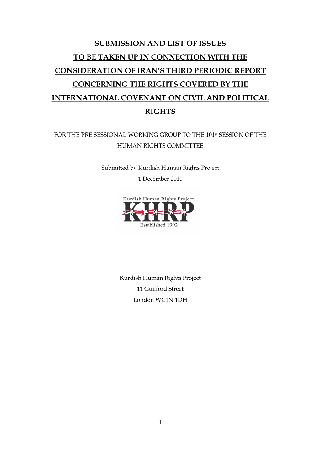 KHRP Submission in Consideration Of