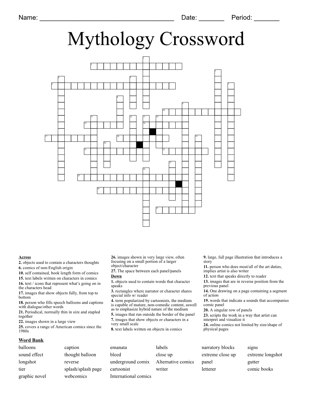 Mythology Crossword