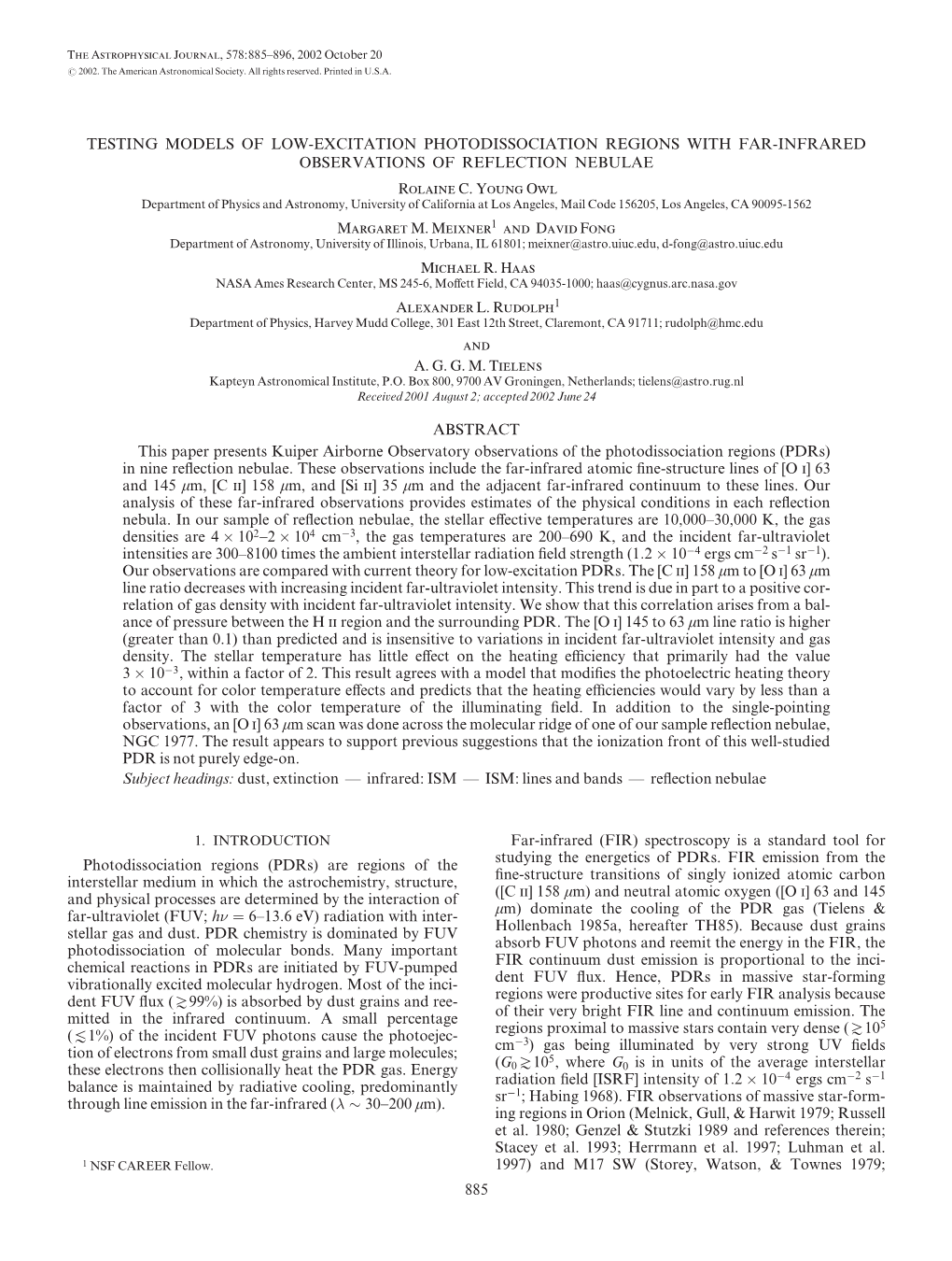 TESTING MODELS of LOW-EXCITATION PHOTODISSOCIATION REGIONS with FAR-INFRARED OBSERVATIONS of REFLECTION NEBULAE Rolaine C