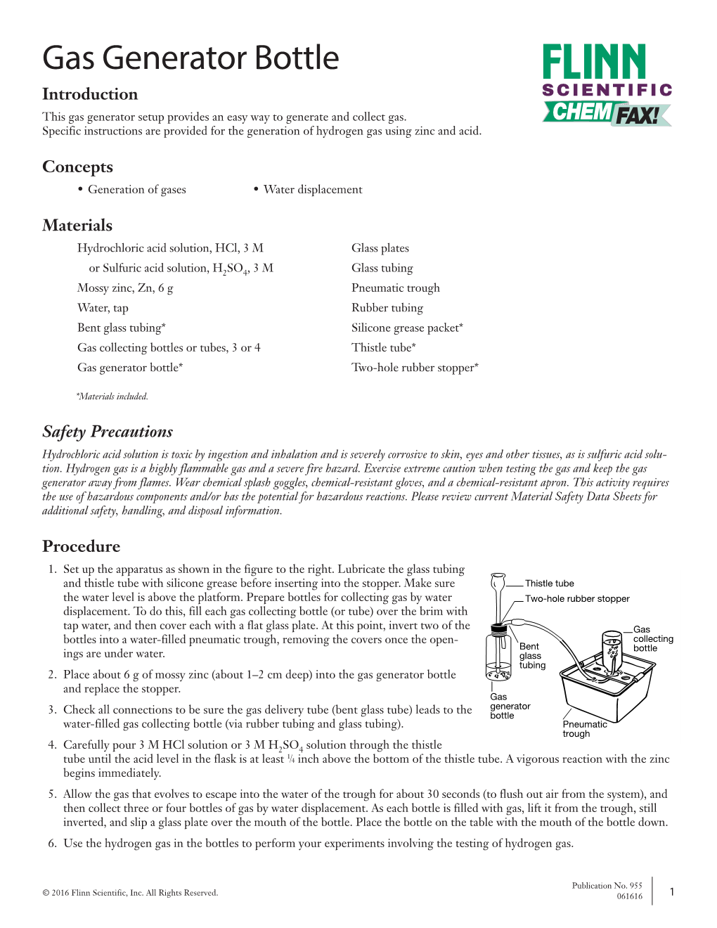 Gas Generator Bottle Introduction SCIENTIFIC This Gas Generator Setup Provides an Easy Way to Generate and Collect Gas