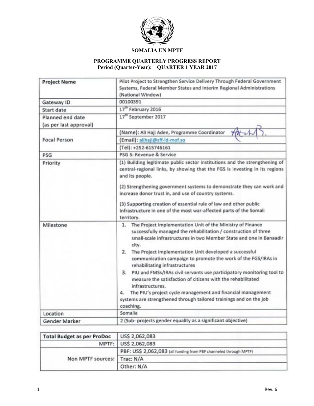 Somalia Un Mptf Programme