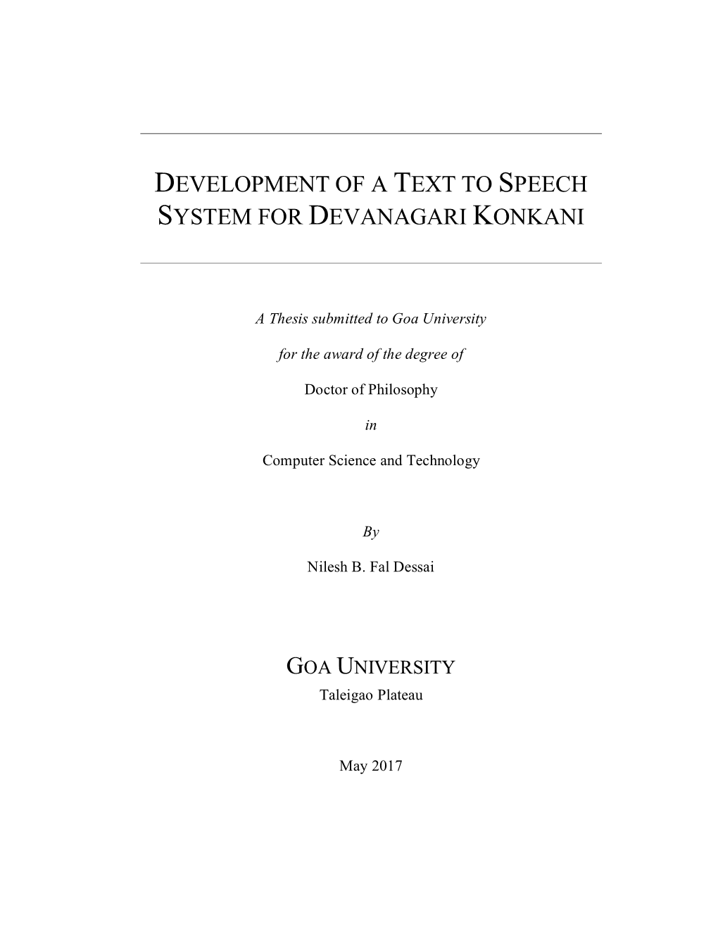 Development of a Text to Speech System for Devanagari Konkani