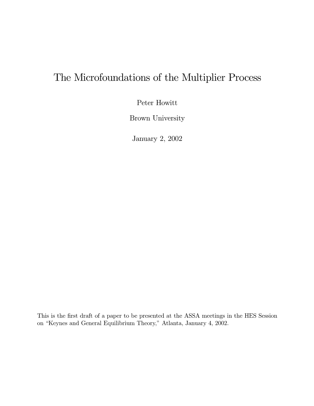 The Microfoundations of the Multiplier Process