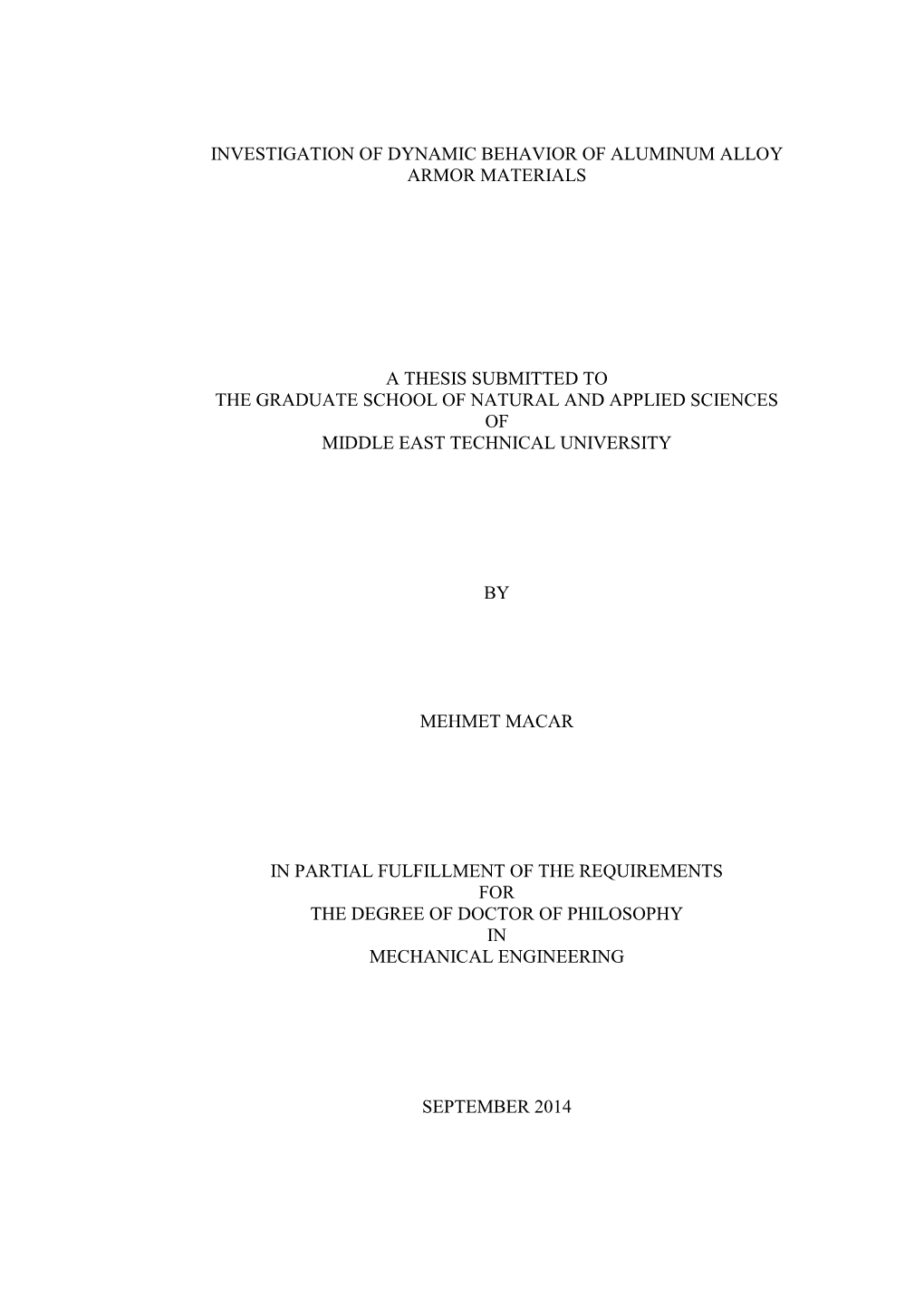 Investigation of Dynamic Behavior of Aluminum Alloy Armor Materials