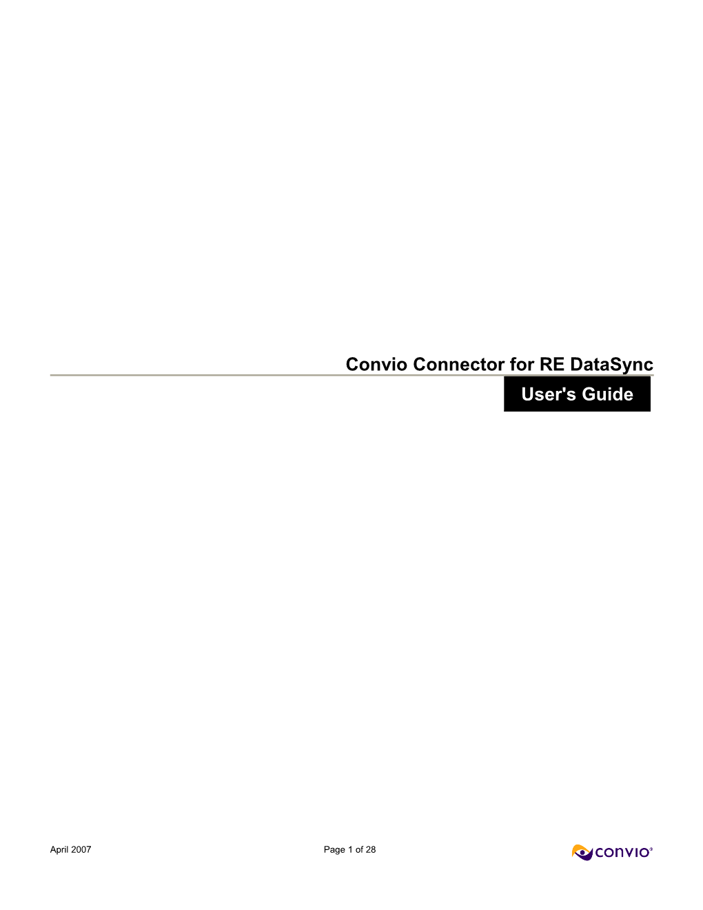 Convio Connector for RE User's Guide