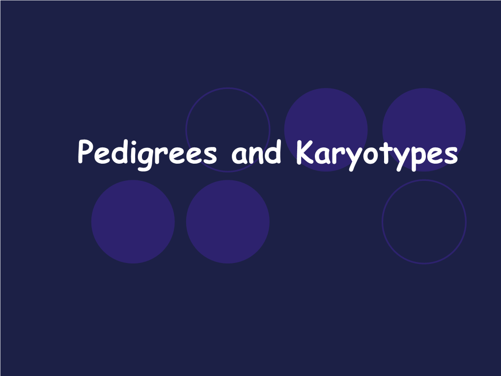 Pedigrees and Karyotypes Pedigree