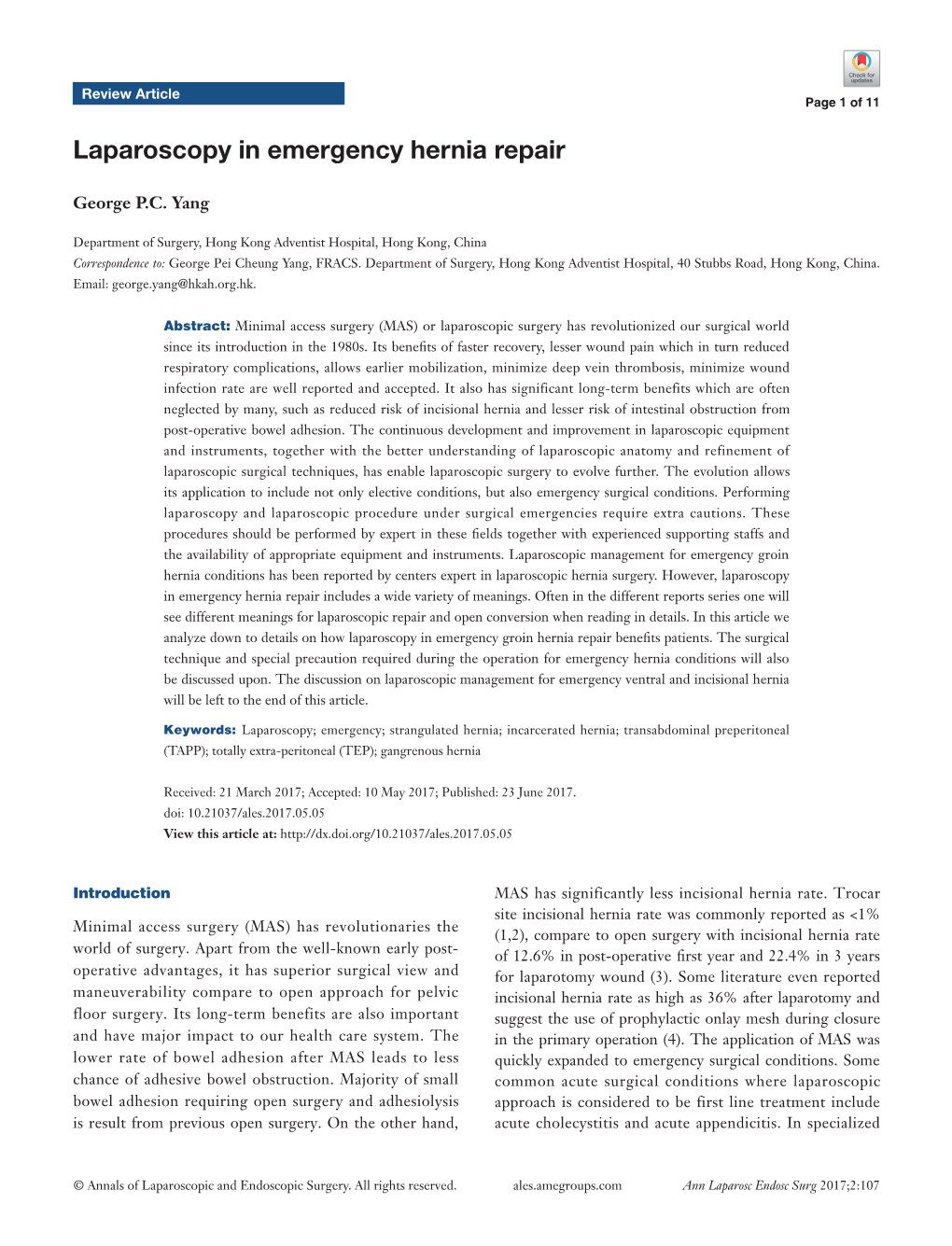 Laparoscopy in Emergency Hernia Repair