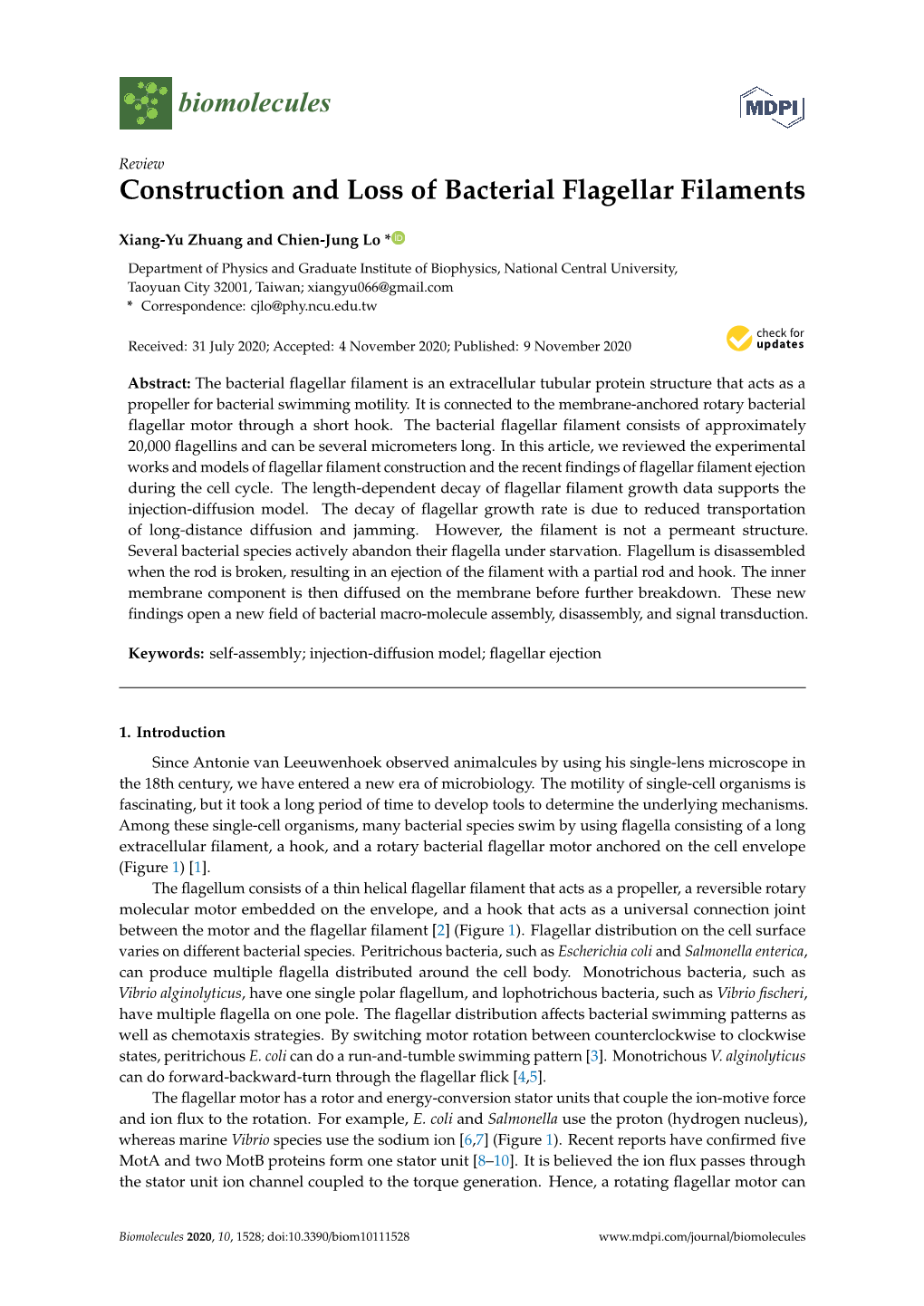 Construction and Loss of Bacterial Flagellar Filaments