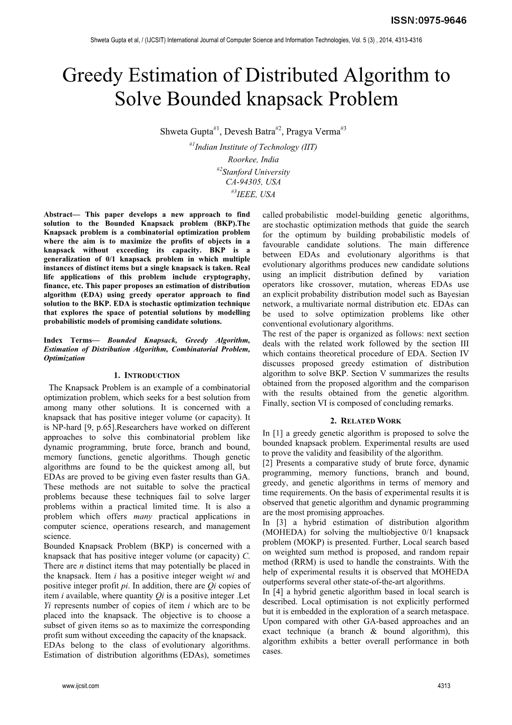 Greedy Estimation of Distributed Algorithm to Solve Bounded Knapsack Problem