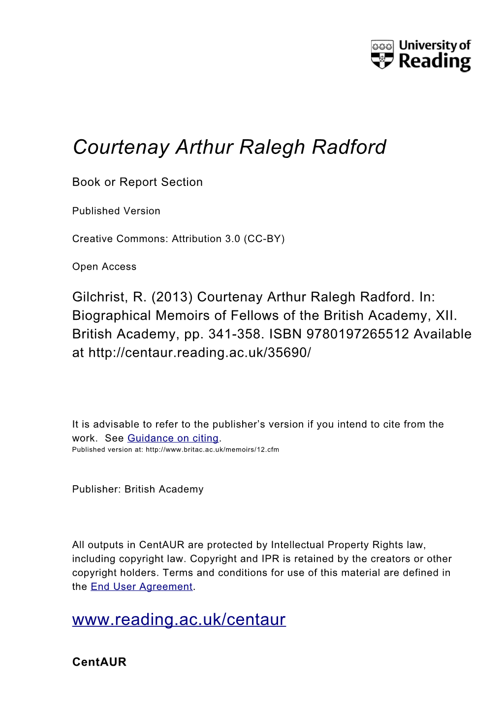 Courtenay Arthur Ralegh Radford