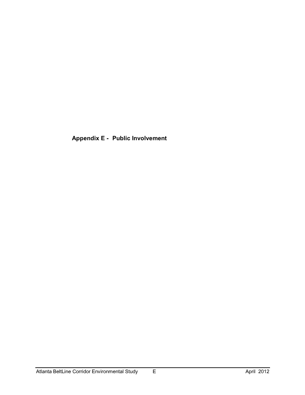 Appendix E - Public Involvement