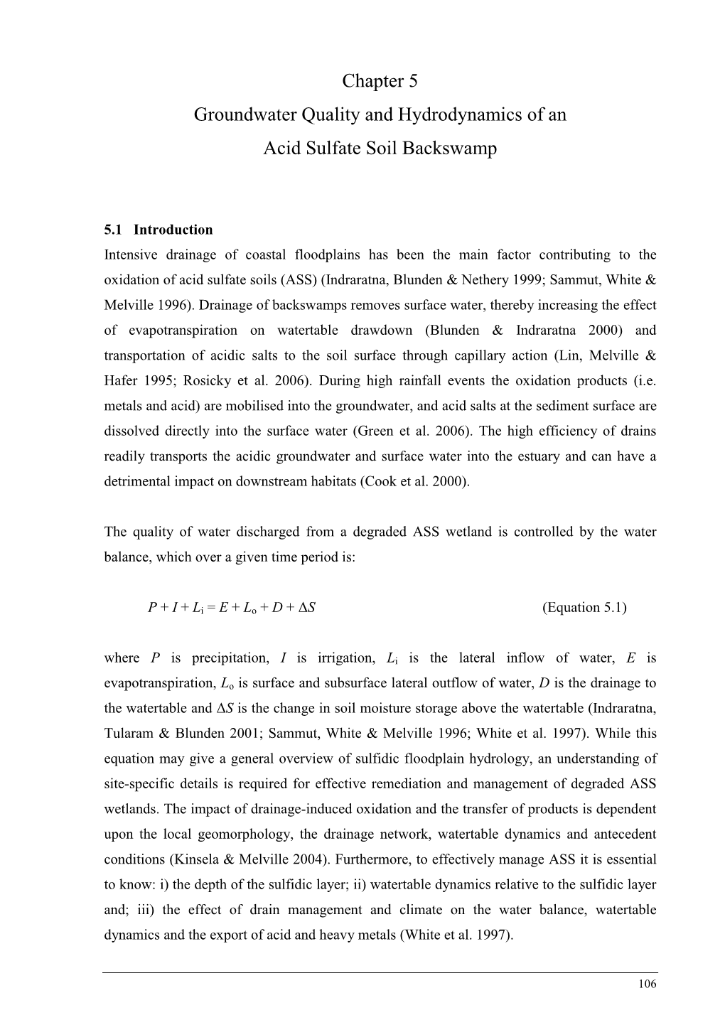 Chapter 5 Groundwater Quality and Hydrodynamics of an Acid Sulfate Soil Backswamp