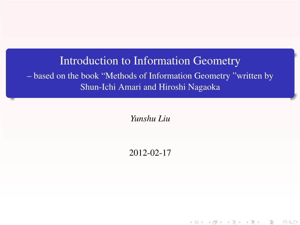 Introduction to Information Geometry – Based on the Book “Methods of Information Geometry ”Written by Shun-Ichi Amari and Hiroshi Nagaoka