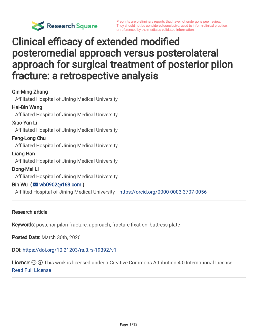 Clinical Efficacy of Extended Modified Posteromedial Approach Versus