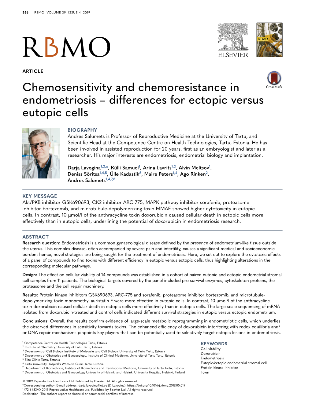 Differences for Ectopic Versus Eutopic Cells