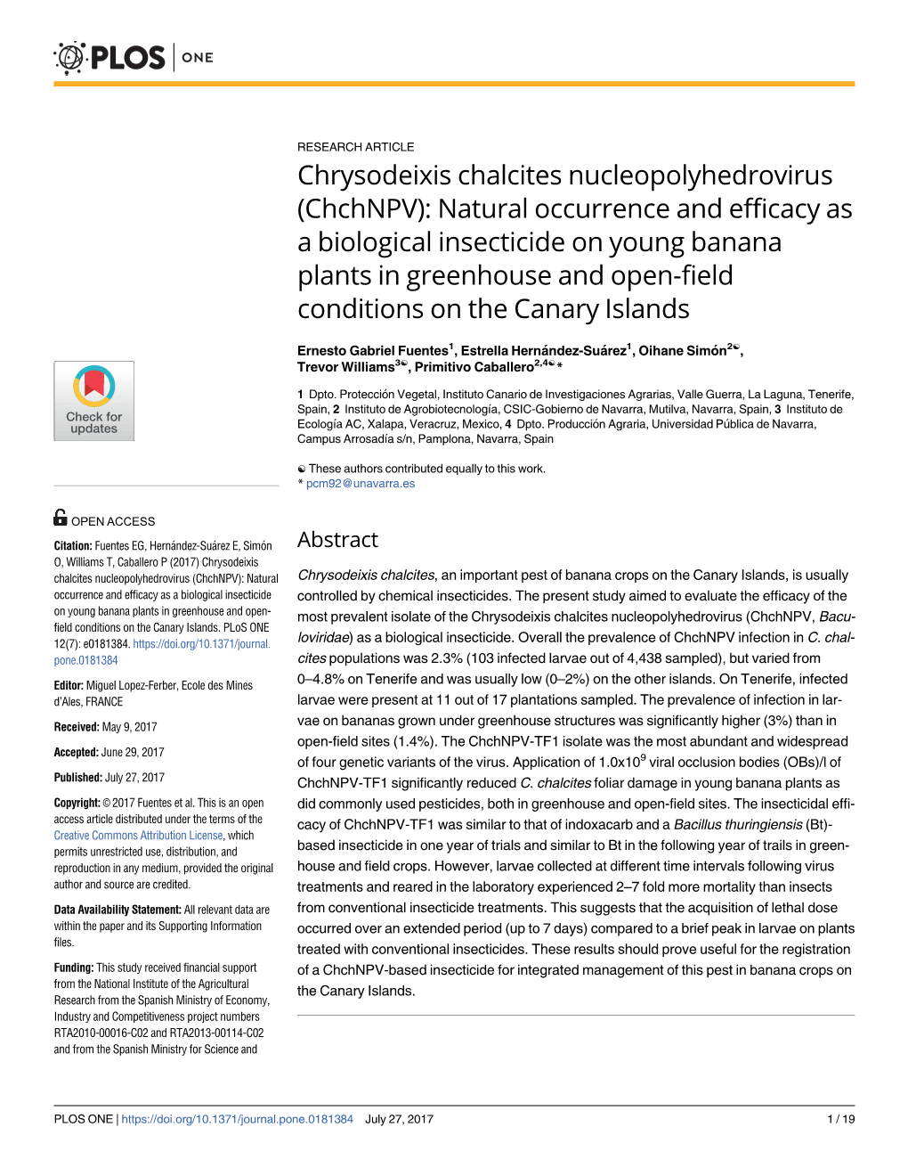 Chrysodeixis Chalcites Nucleopolyhedrovirus (Chchnpv)