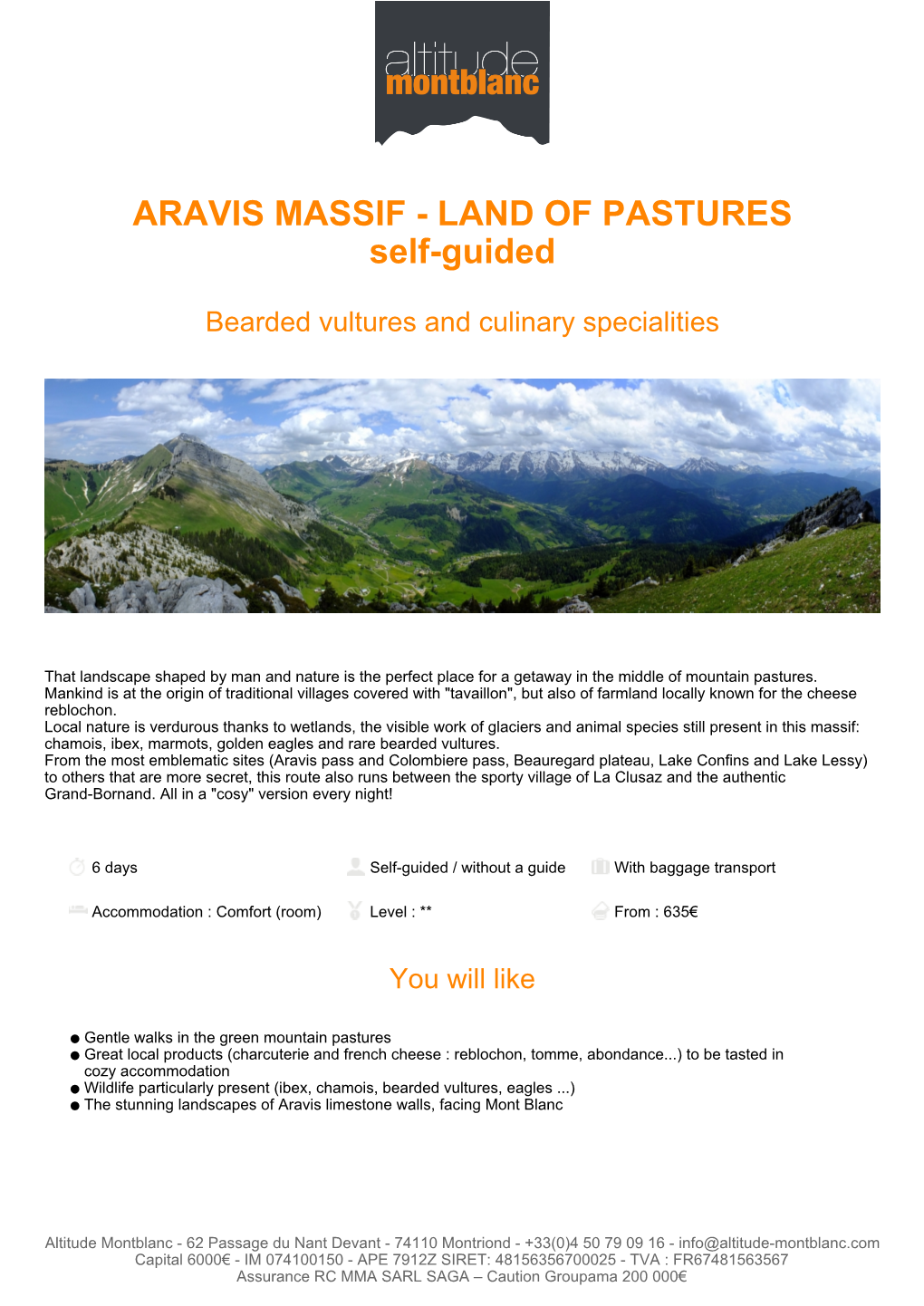 ARAVIS MASSIF - LAND of PASTURES Self-Guided