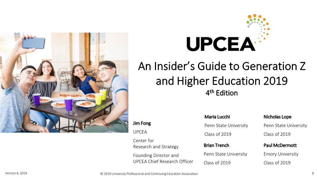 An Insider's Guide to Generation Z and Higher Education 2019