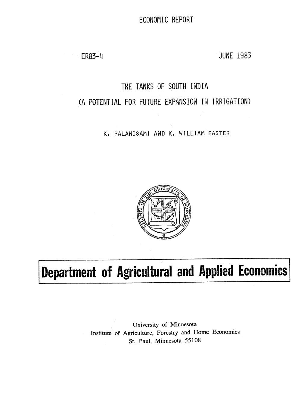 Department of Agricultural and Applied Economics