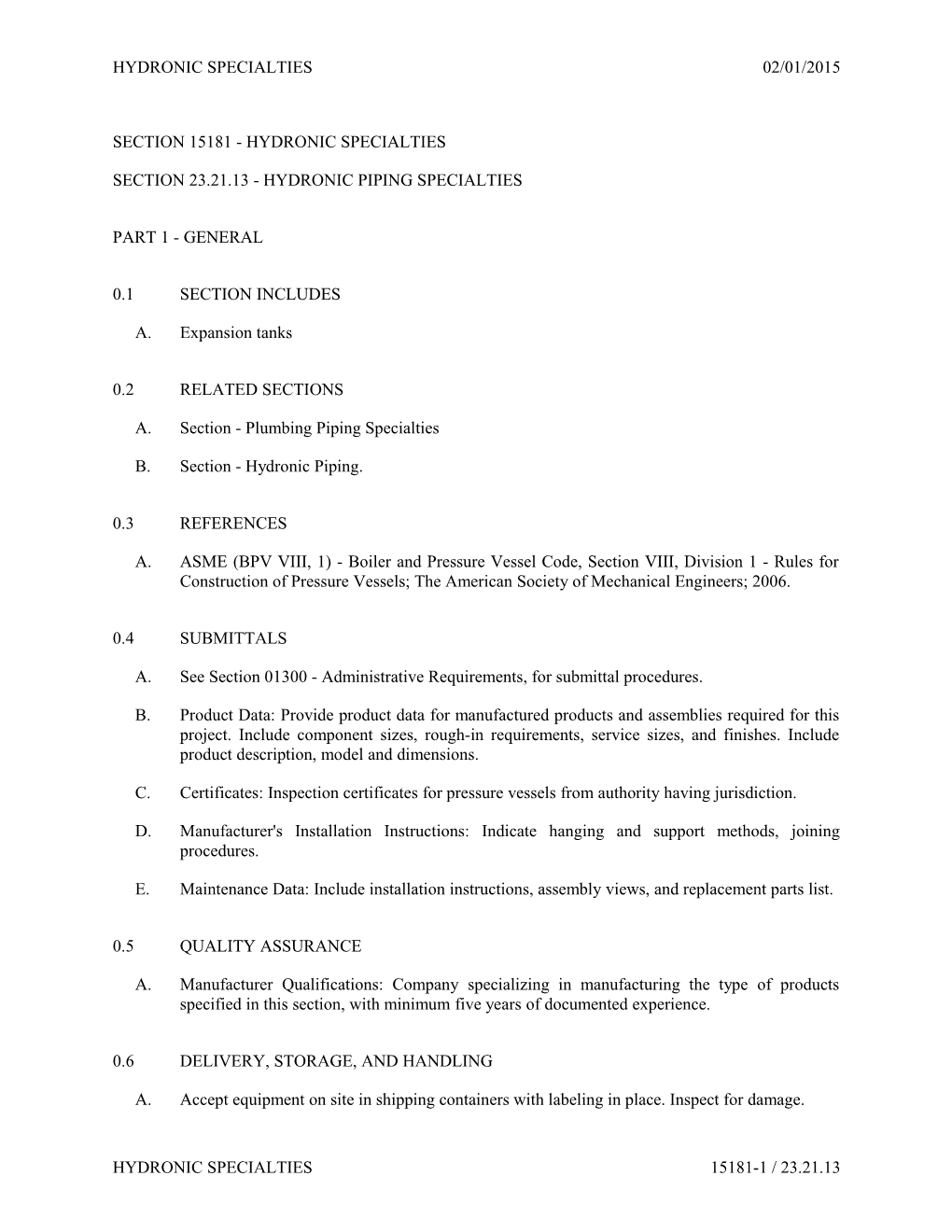 Section 23.21.13 - Hydronic Piping Specialties