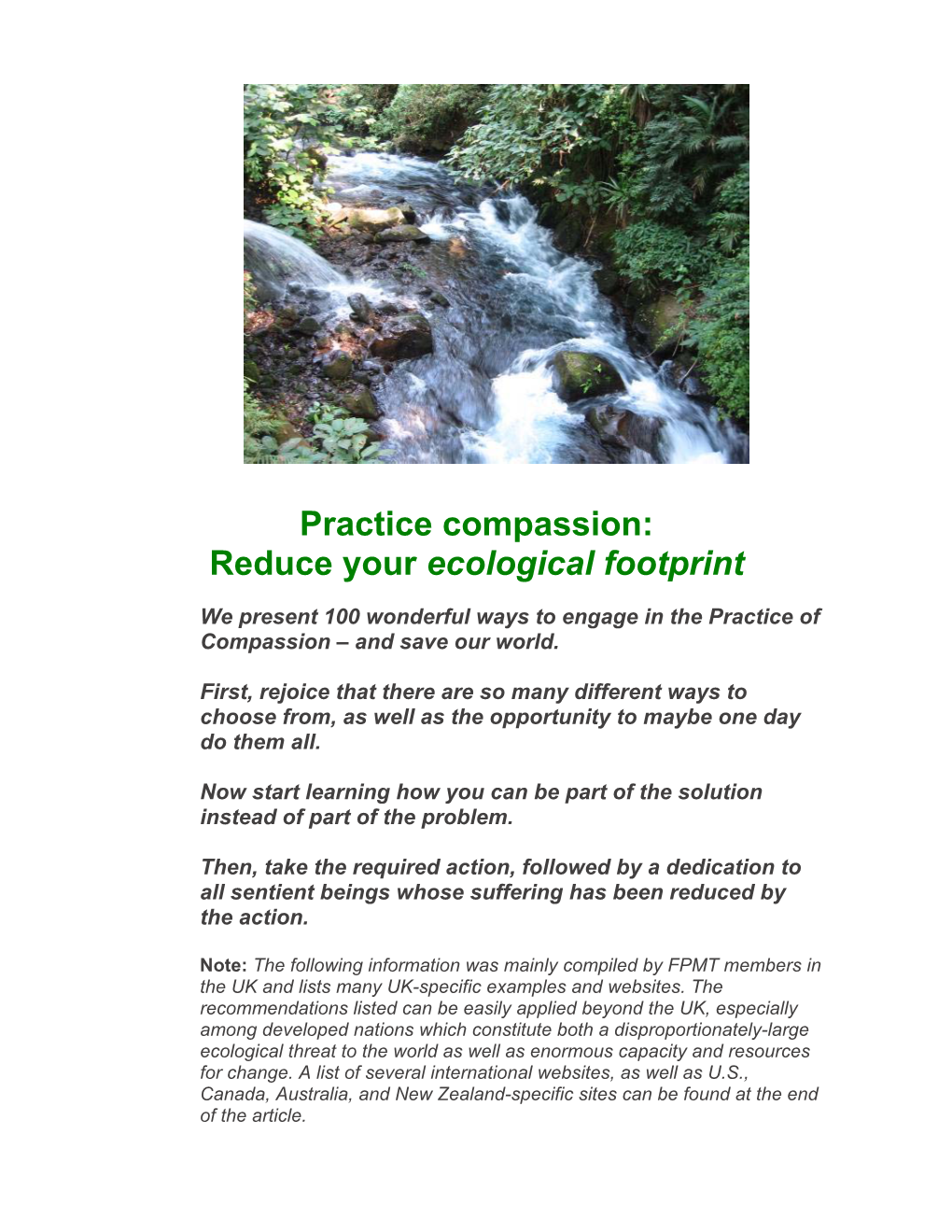 Reduce Your Ecological Footprint