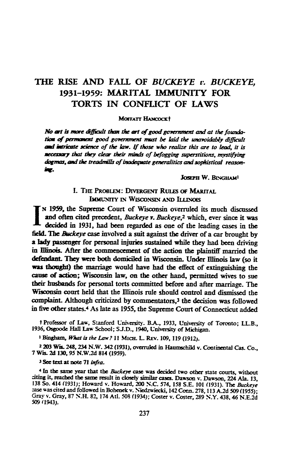 The Rise and Fall of Buckeye V. Buckeye, 1931